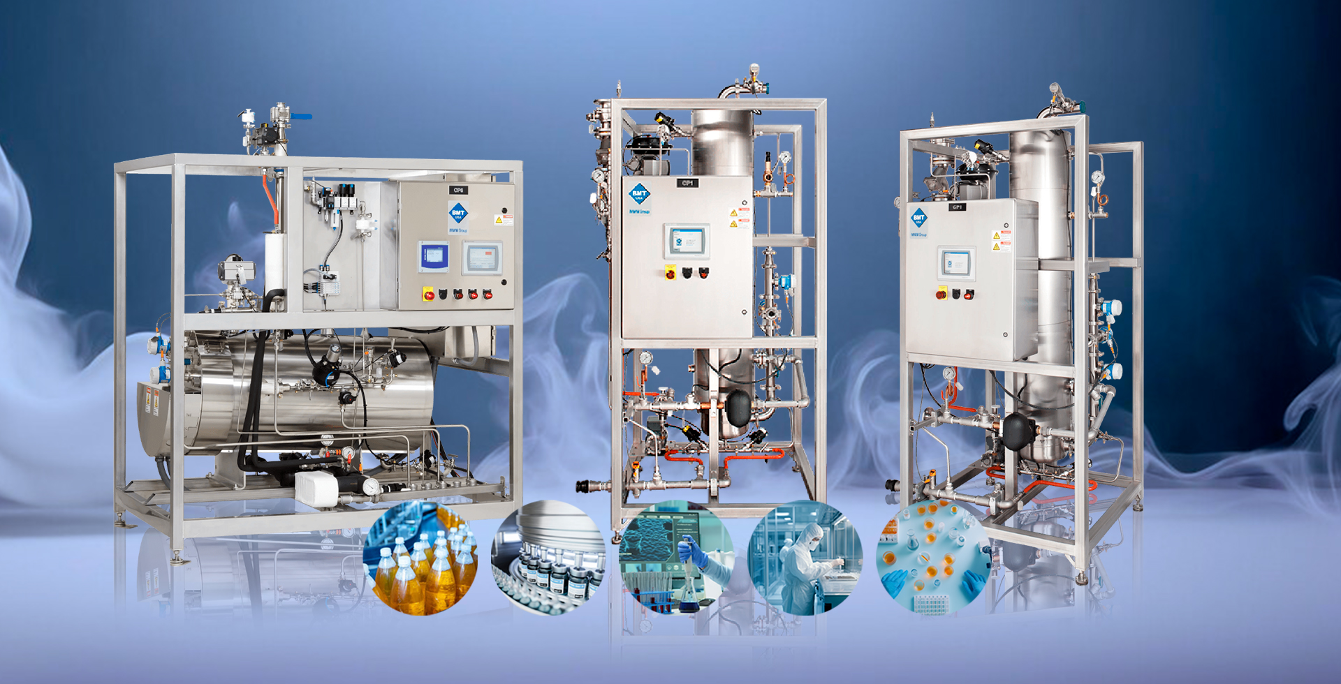 El vapor producido se puede utilizar para esterilizar equipos y medios en las industrias biotecnológica, farmacéutica, de laboratorio y de procesamiento de alimentos y bebidas.